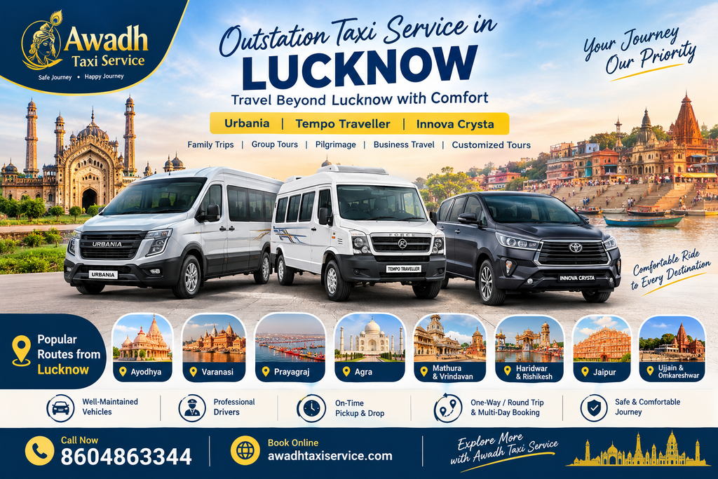 Outstation taxi service in Lucknow with Urbania, Tempo Traveller and Innova Crysta